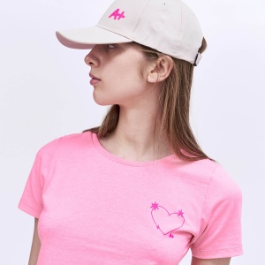 Remera Mujer Lore Corazon A+ Rosa Fluor - Imagen 2